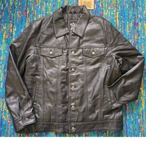 NWT Decrum Fernando Trucker Jacket Black Real Lamb Leather Men XL